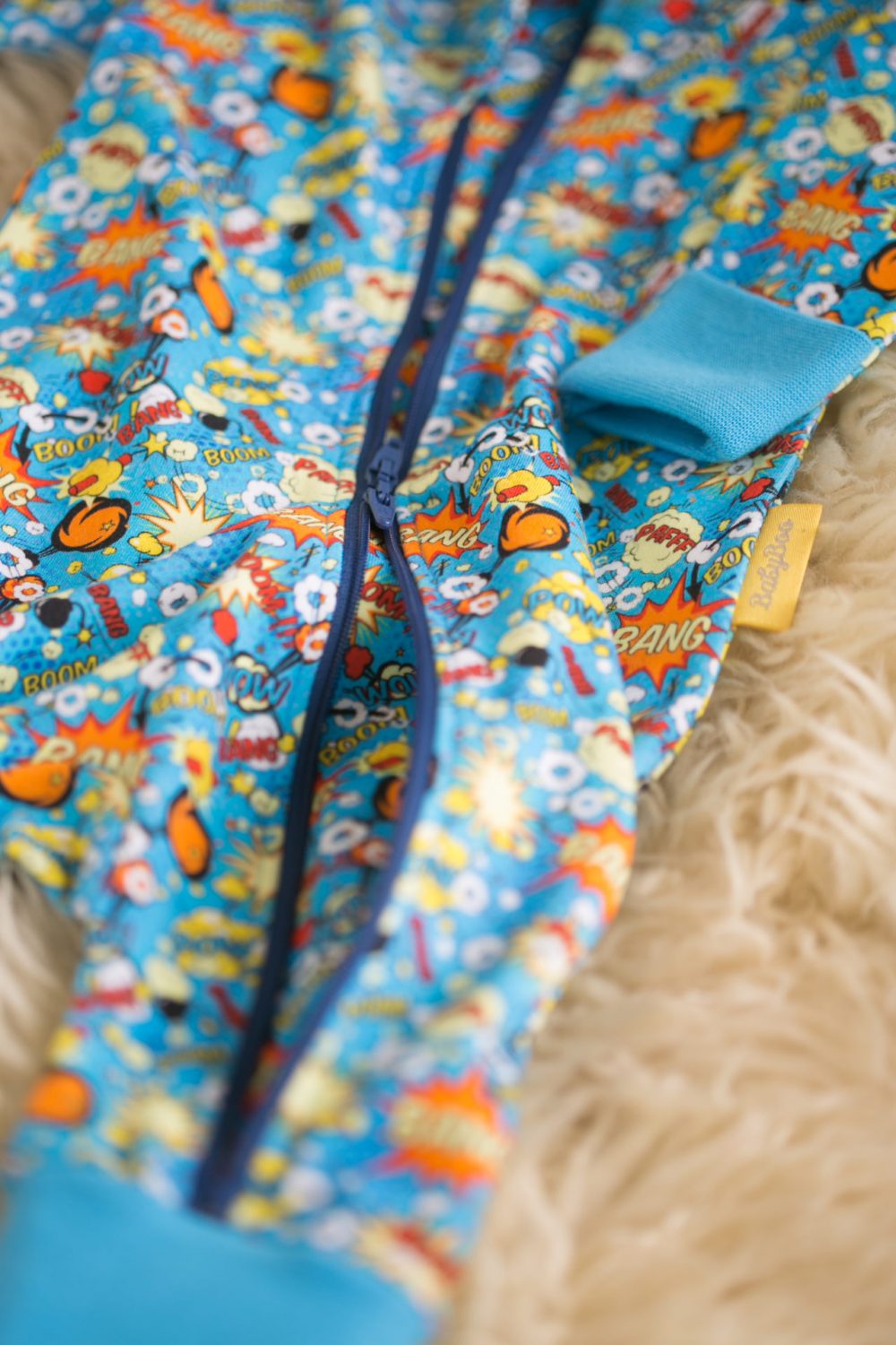Superheroes organic cotton ZippyBoo suit
