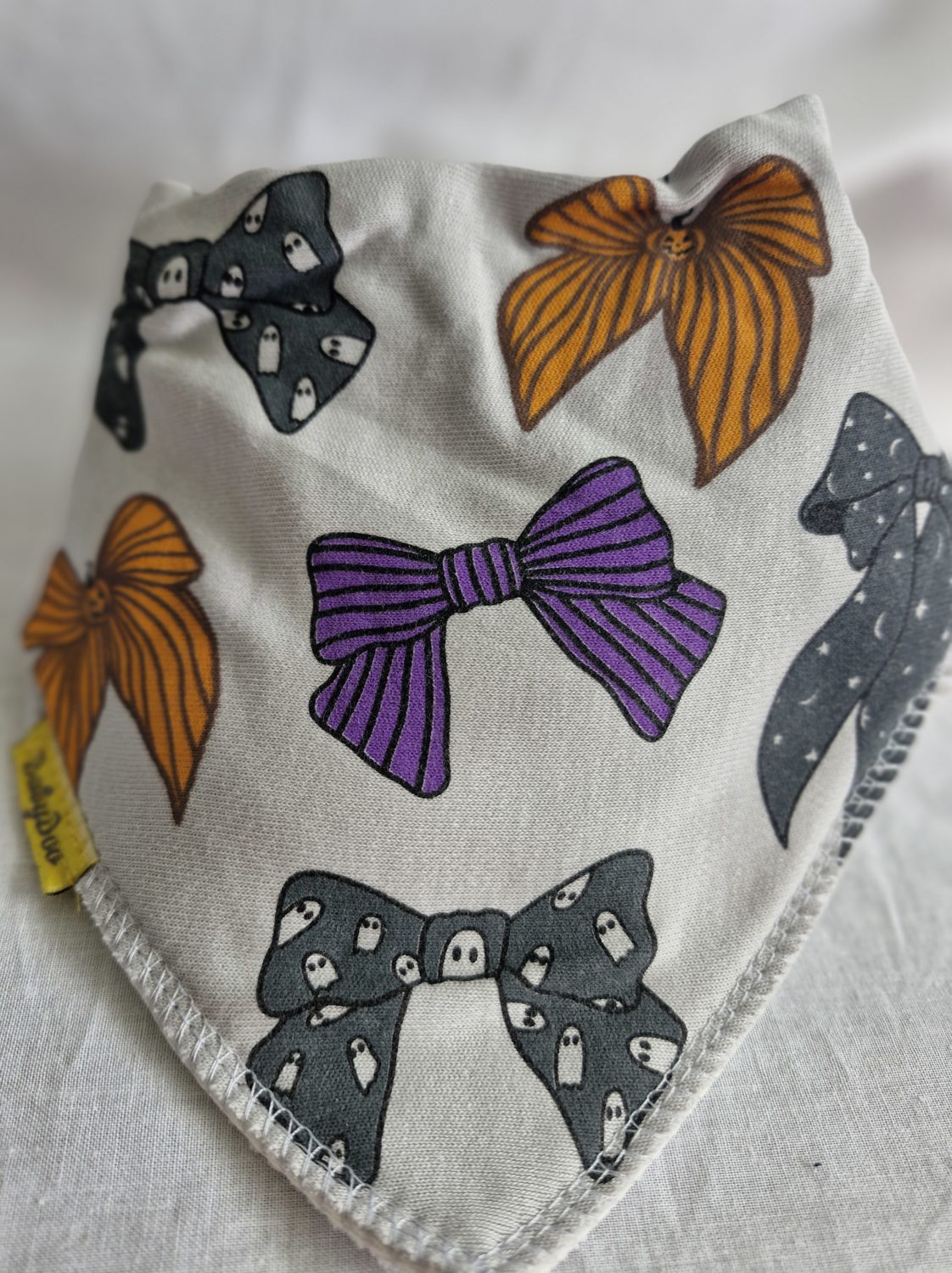 Spooky bows organic cotton DribbleBoo bandana bib