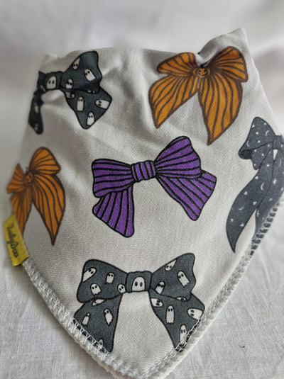 Spooky bows organic cotton DribbleBoo bandana bib