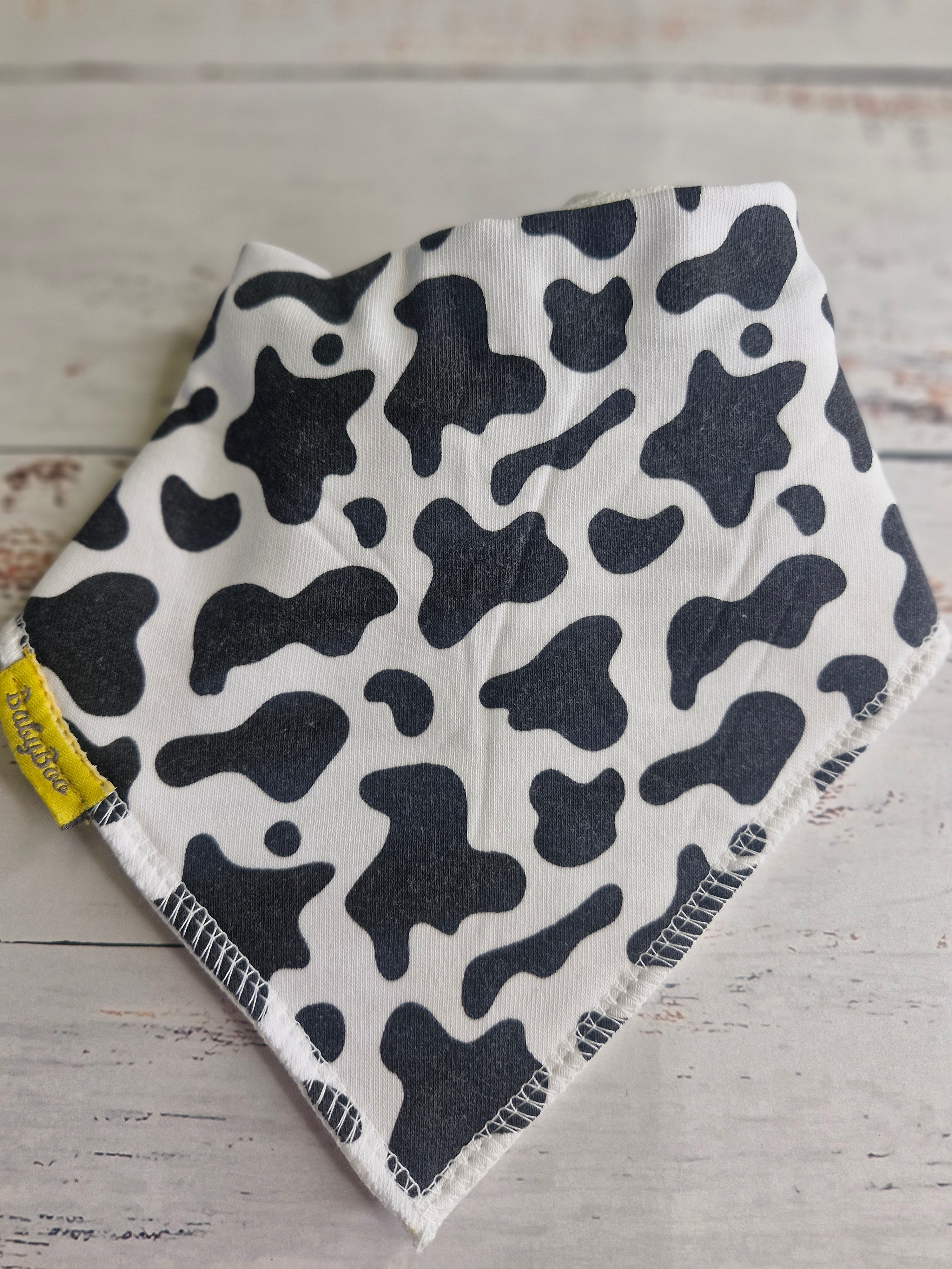 Moo print organic cotton DribbleBoo bandana bib