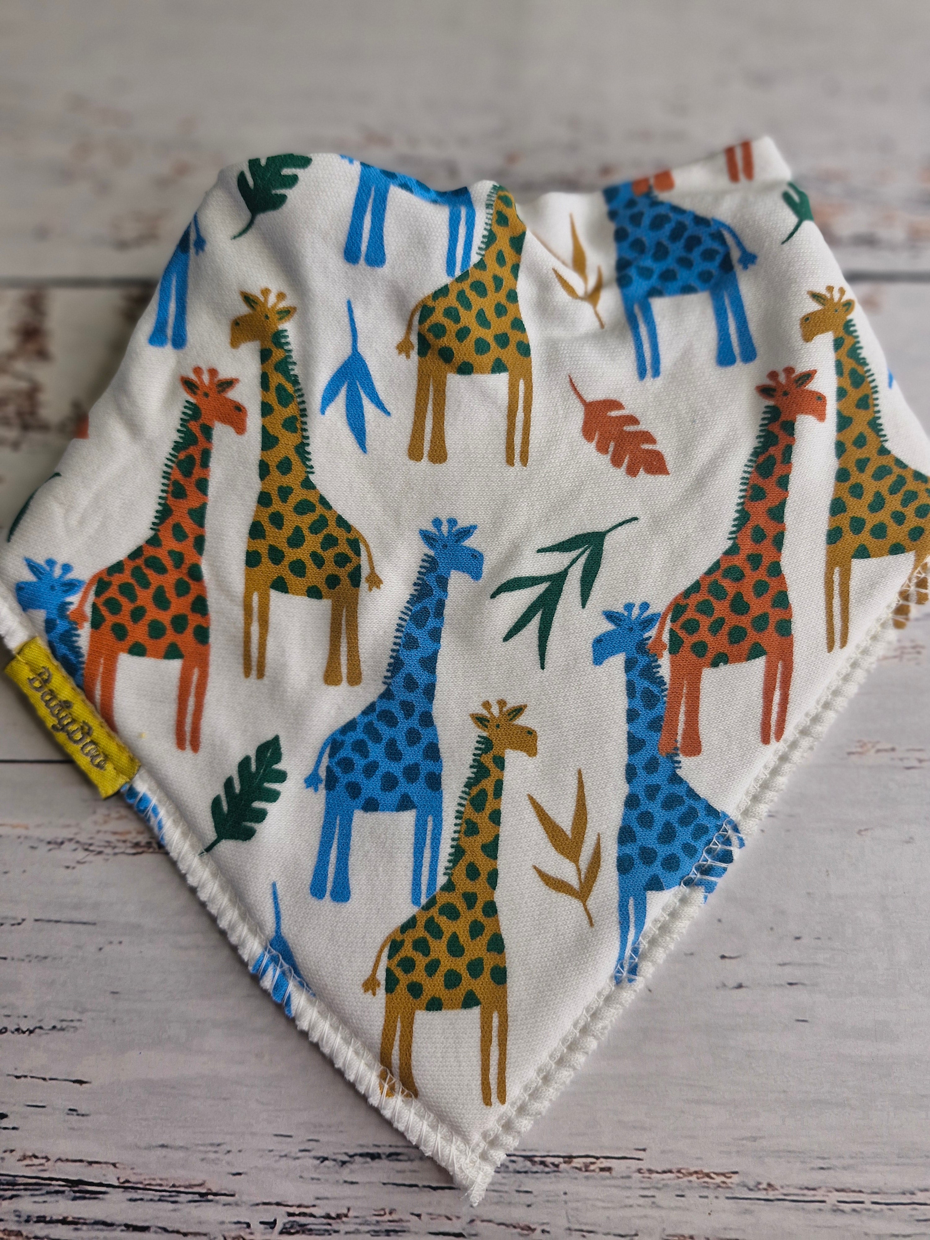 Tall giraffes organic cotton DribbleBoo bandana bib