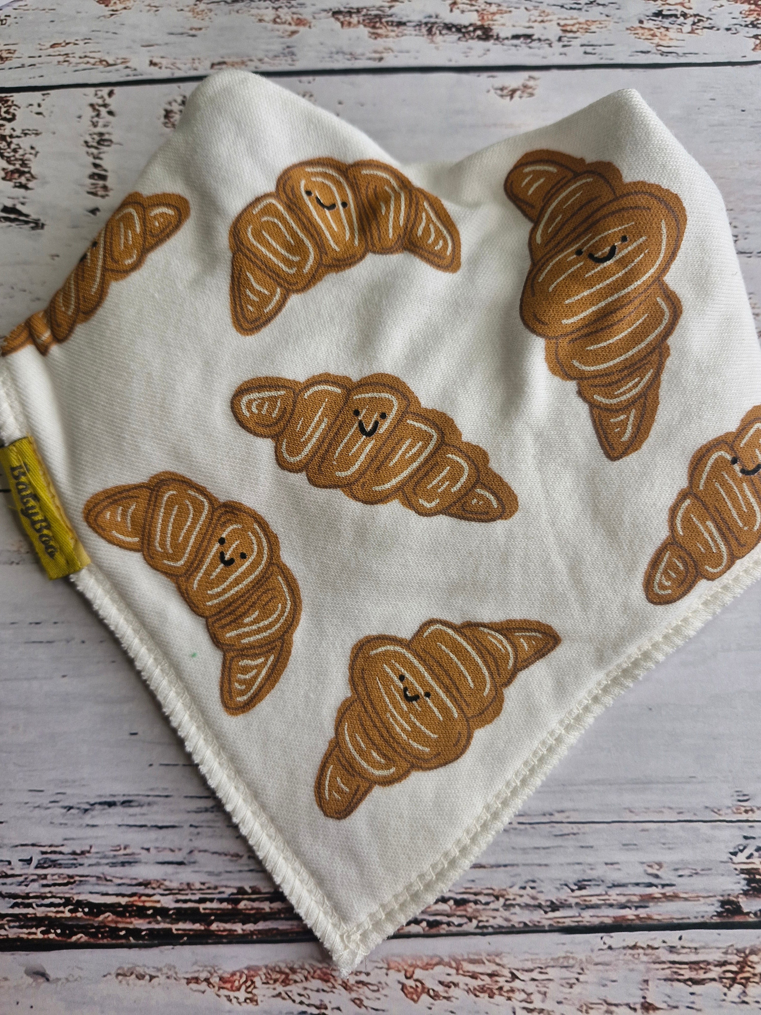 Le Petit Croissant cream organic cotton DribbleBoo bandana bib