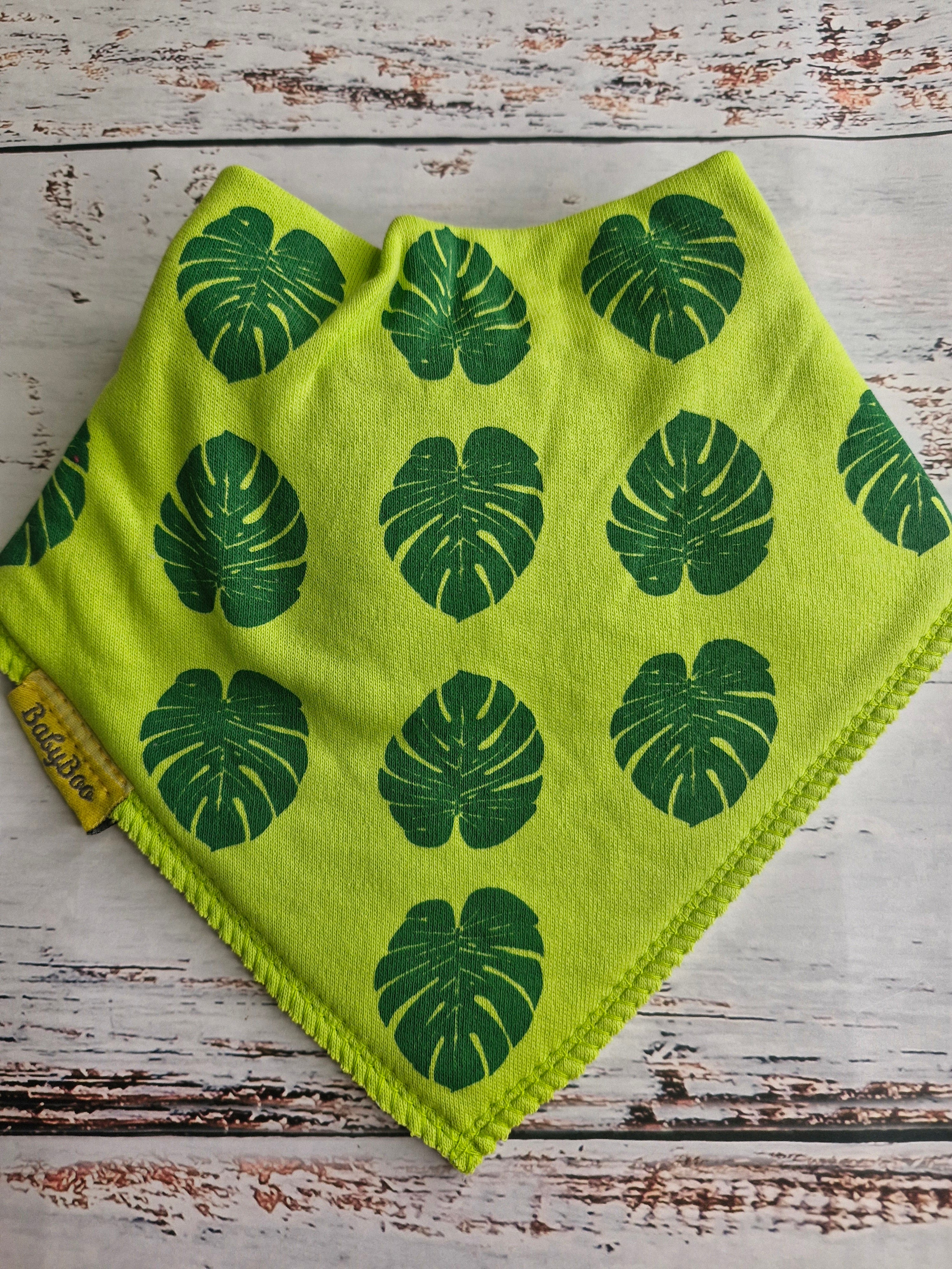Fauna Monstera organic cotton DribbleBoo bandana bib