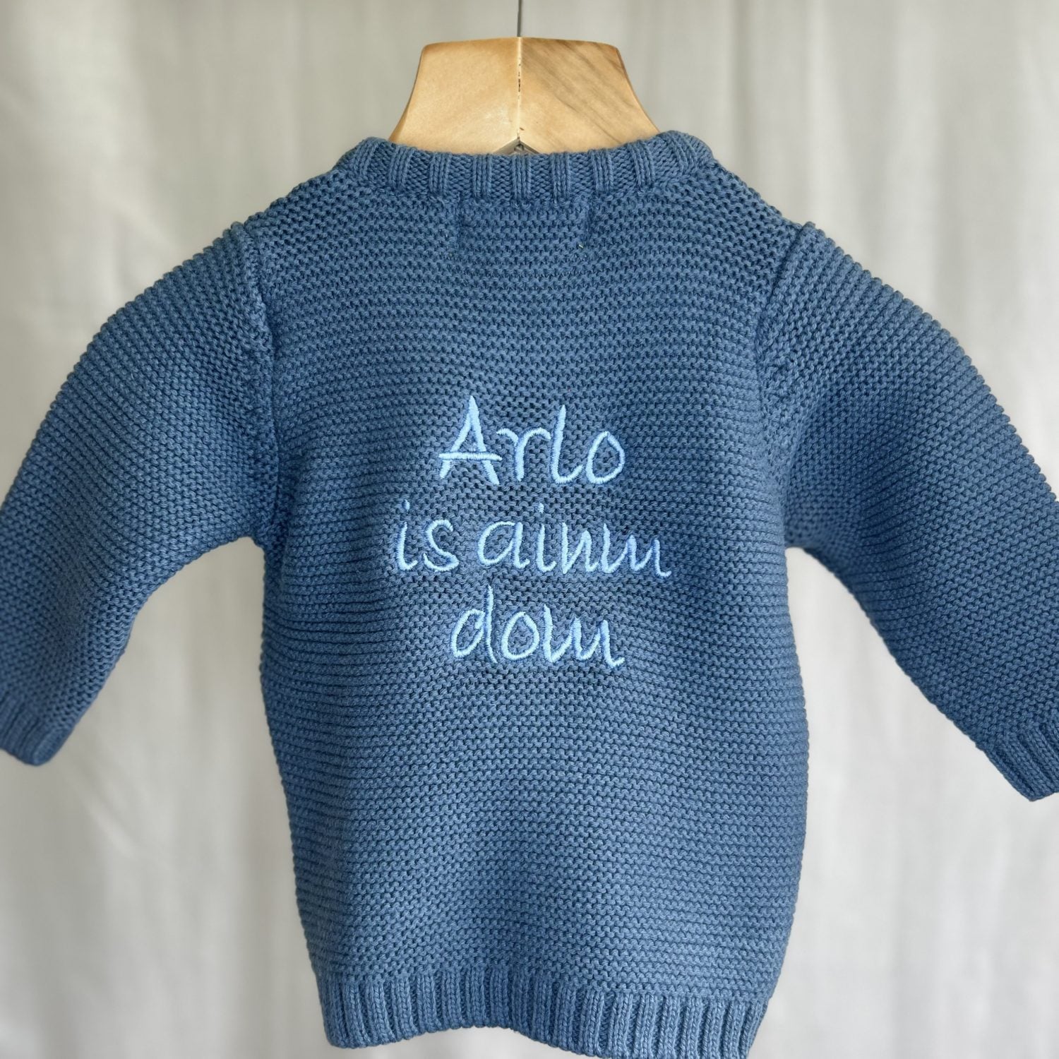 Name Irish organic cotton zipped cardigan