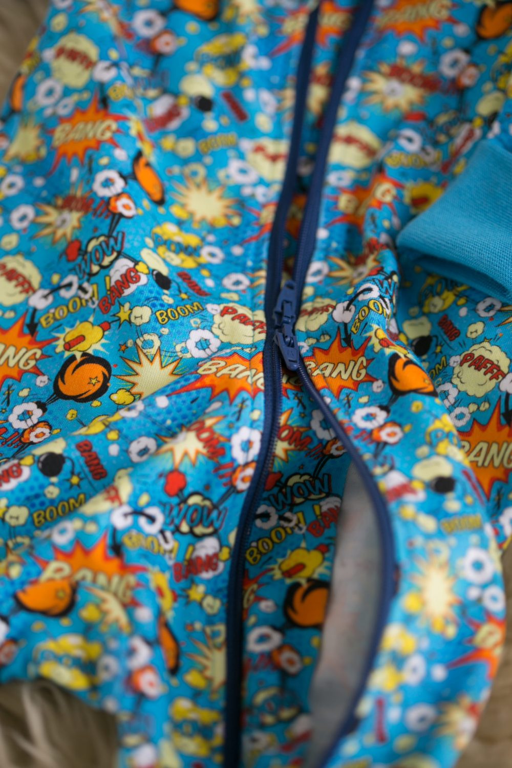 Superheroes organic cotton ZippyBoo suit