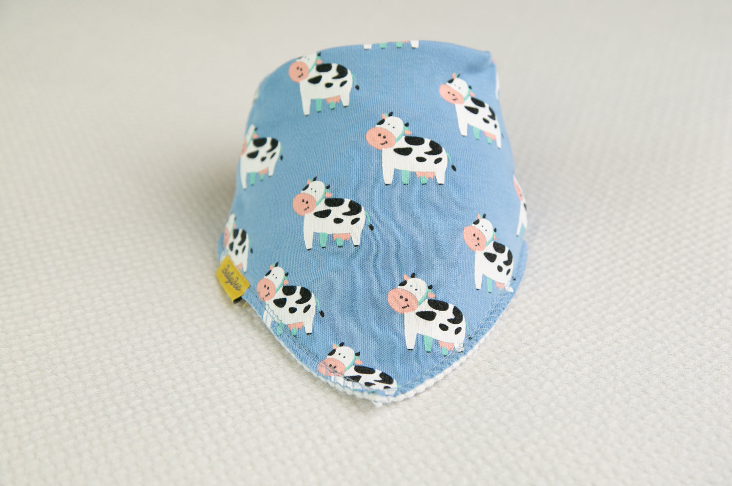 Blue bessie cow organic cotton DribbleBoo bandana bib