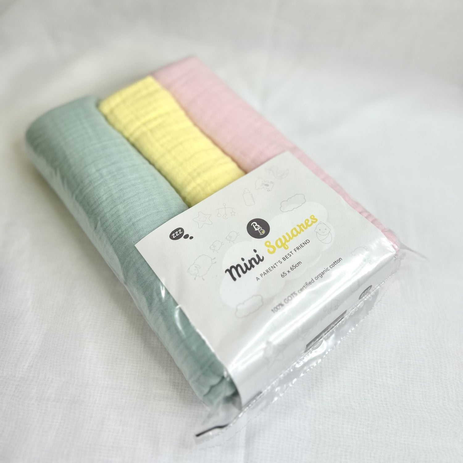 Mini Squares Muslins - Baby Pink, Lemon & Mint