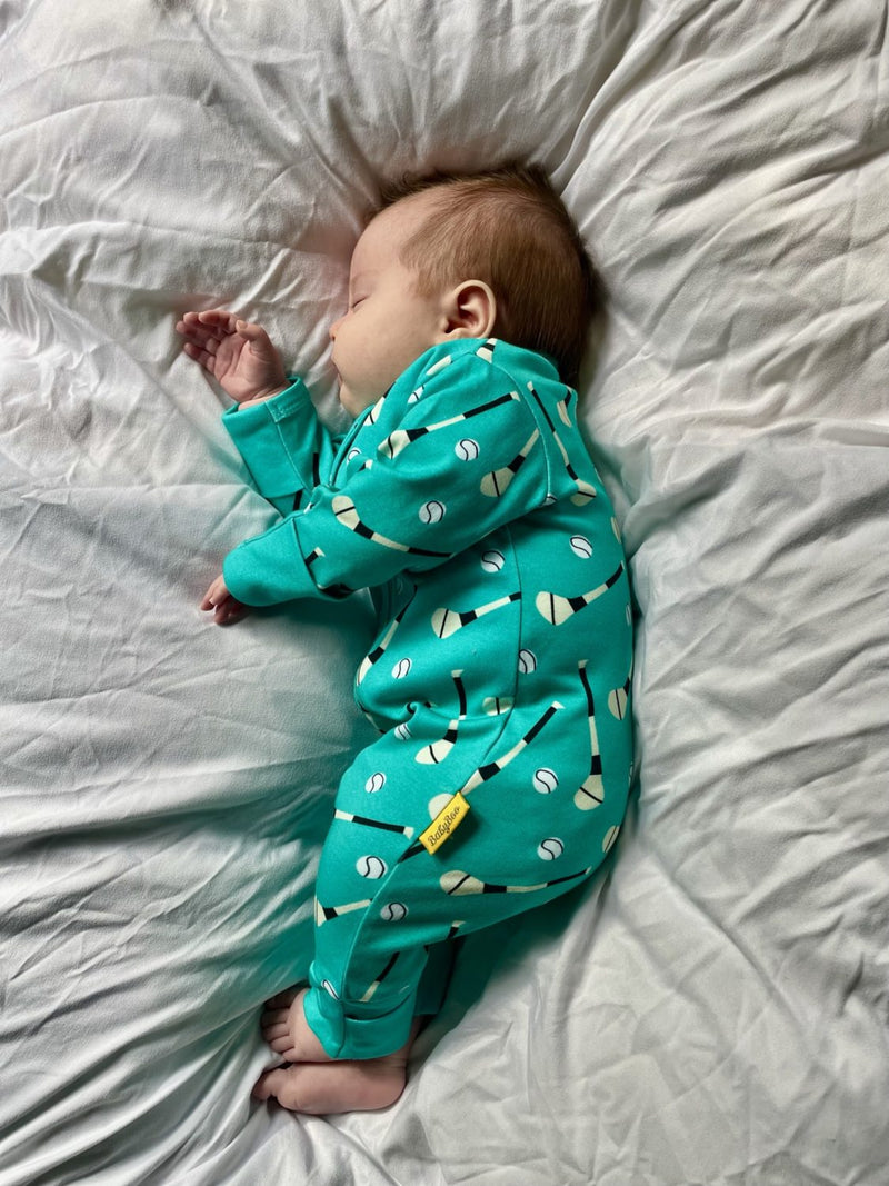 Teal GAA organic cotton ZippyBoo suit