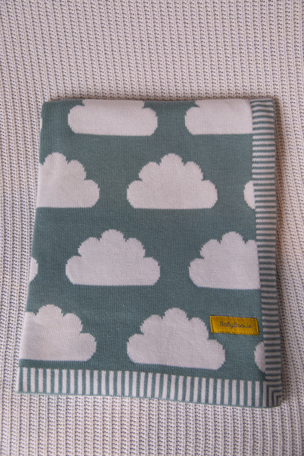 Organic cotton teal clouds BlankieBoo