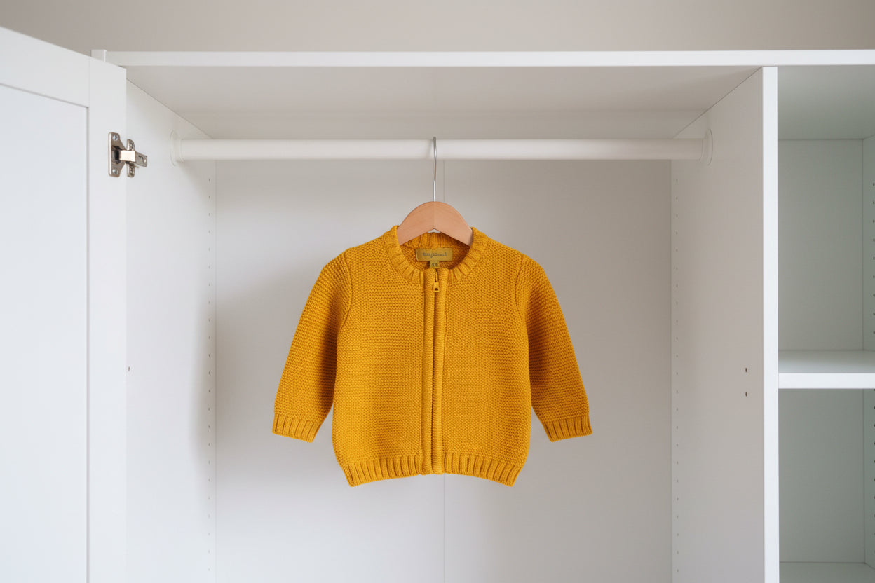 Turmeric organic cotton zipped cardigan