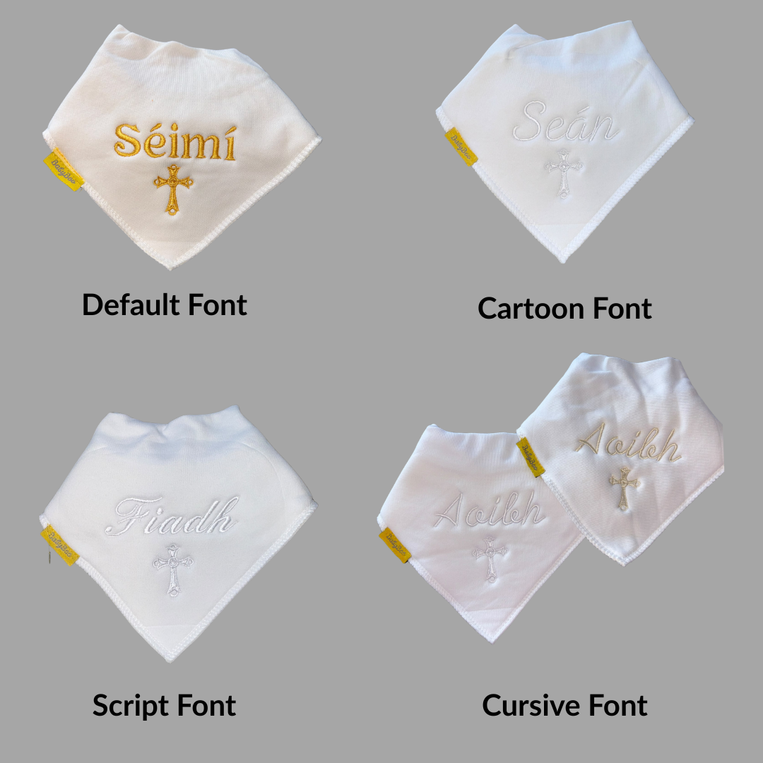 Name & Cross organic cotton Christening bib