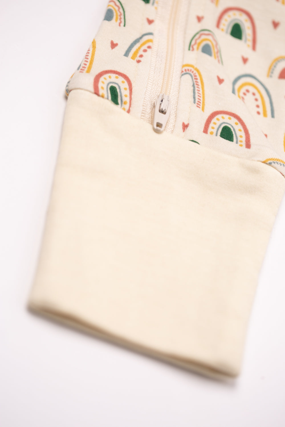 Boho Rainbows organic cotton ZippyBoo suit