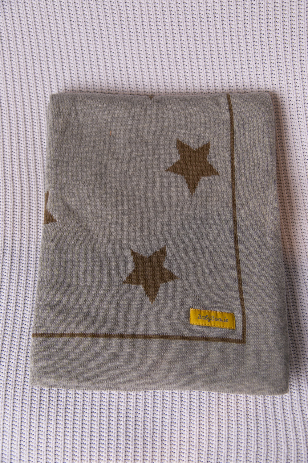 Organic cotton grey with khaki stars BlankieBoo