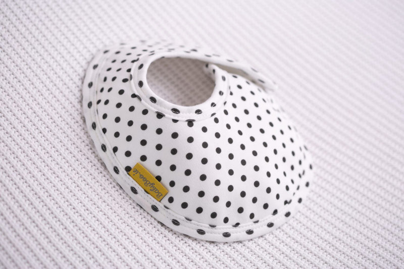 Black polka organic cotton LittleBoo baby bib