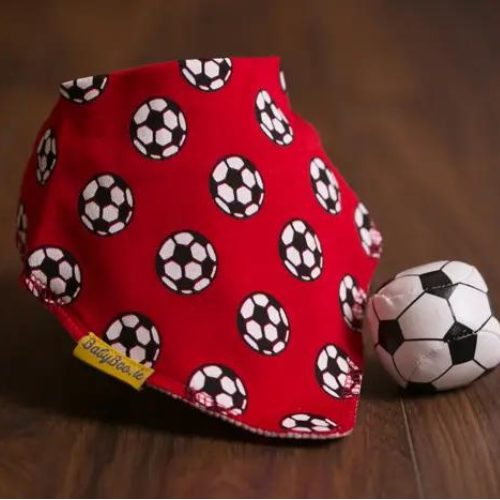 Red Soccer Balls organic cotton DribbleBoo bandana bib