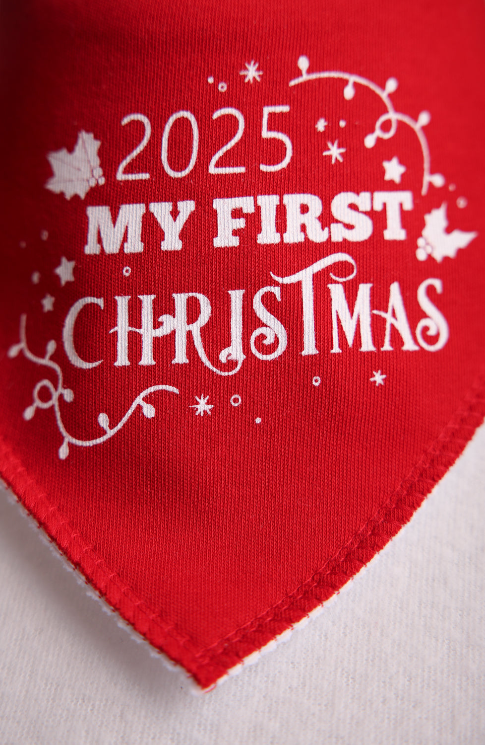 2025 first Christmas organic cotton DribbleBoo bandana bib (red)