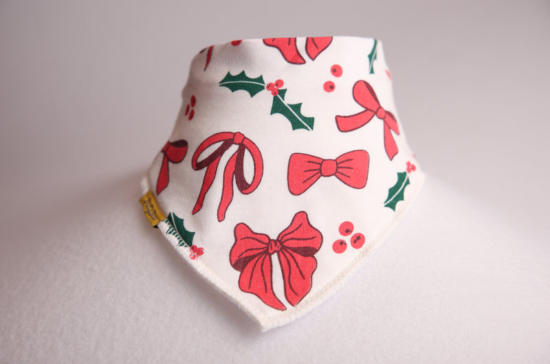 Christmas Bows organic cotton DribbleBoo bandana bib