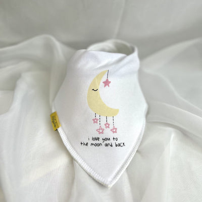Pink to the Moon & Back Organic Cotton DribbleBoo Bandana bib