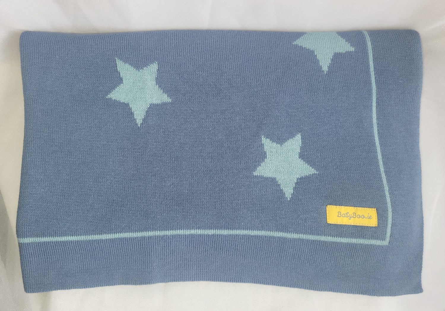 Organic cotton blue with mint stars BlankieBoo