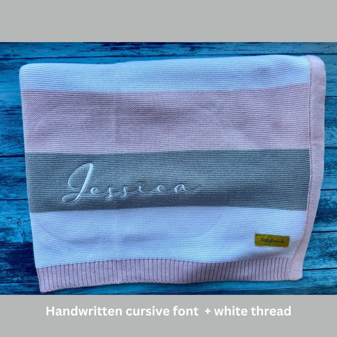 Organic cotton pink/grey stripes BlankieBoo