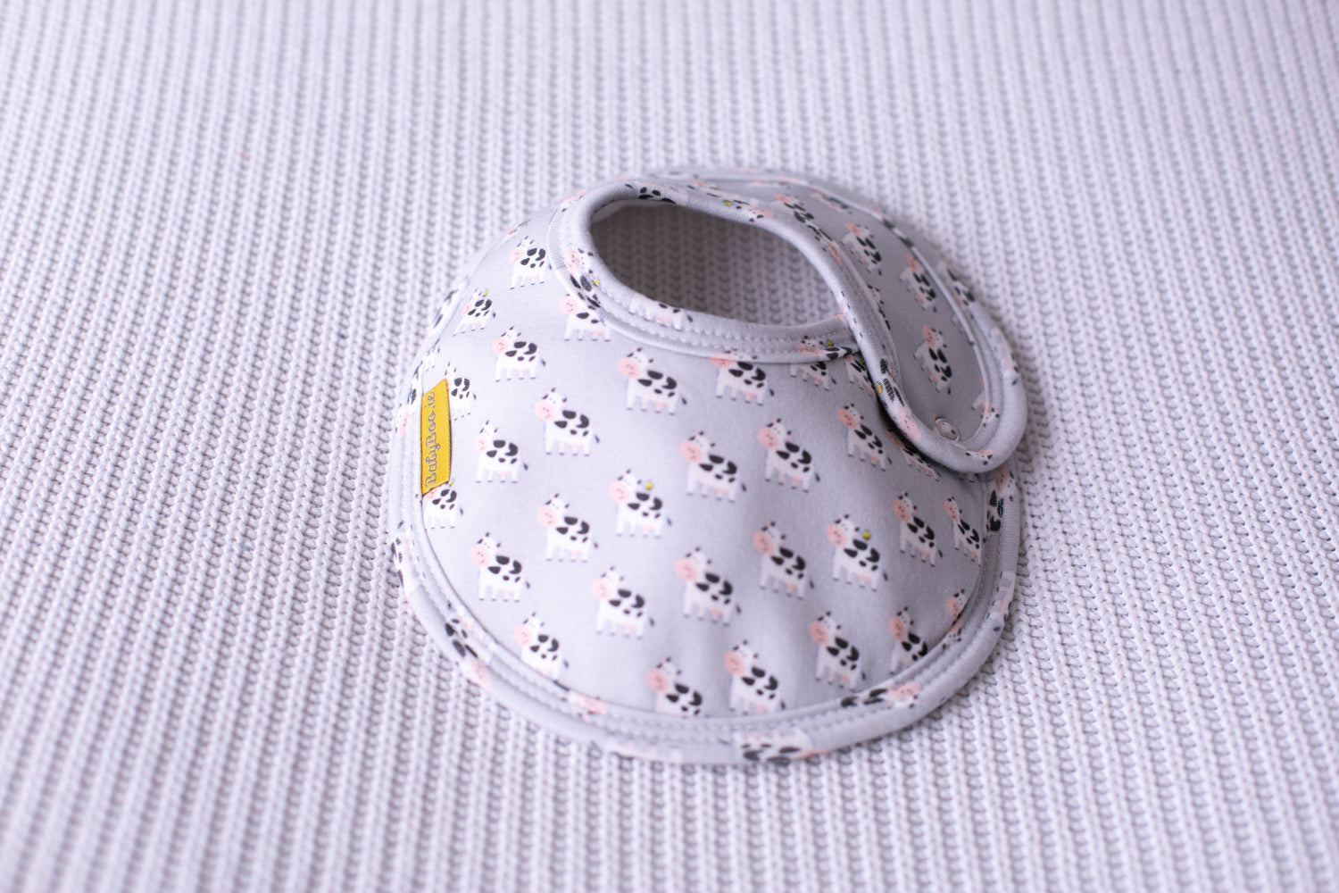 Grey Bessie cow organic cotton LittleBoo baby bib