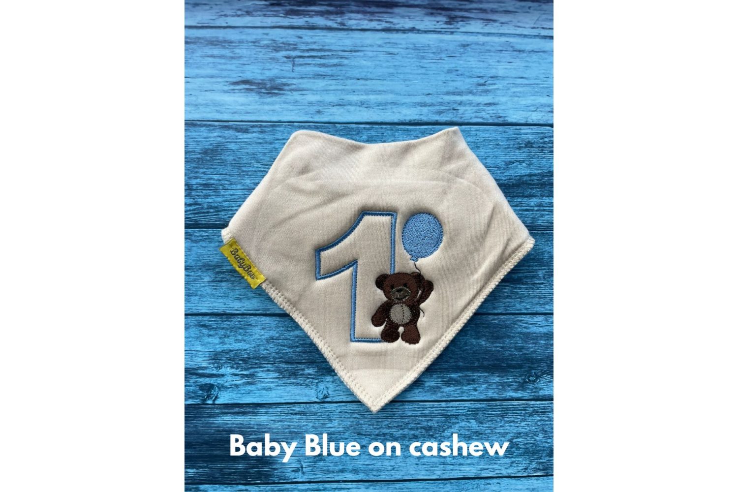 His first birthday teddy bear organic cotton Dribbleboo bandana bib