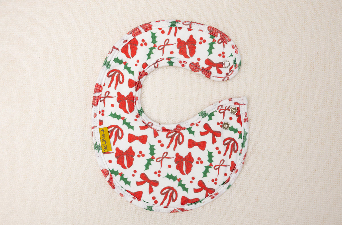 Christmas bows organic cotton LittleBoo baby bib