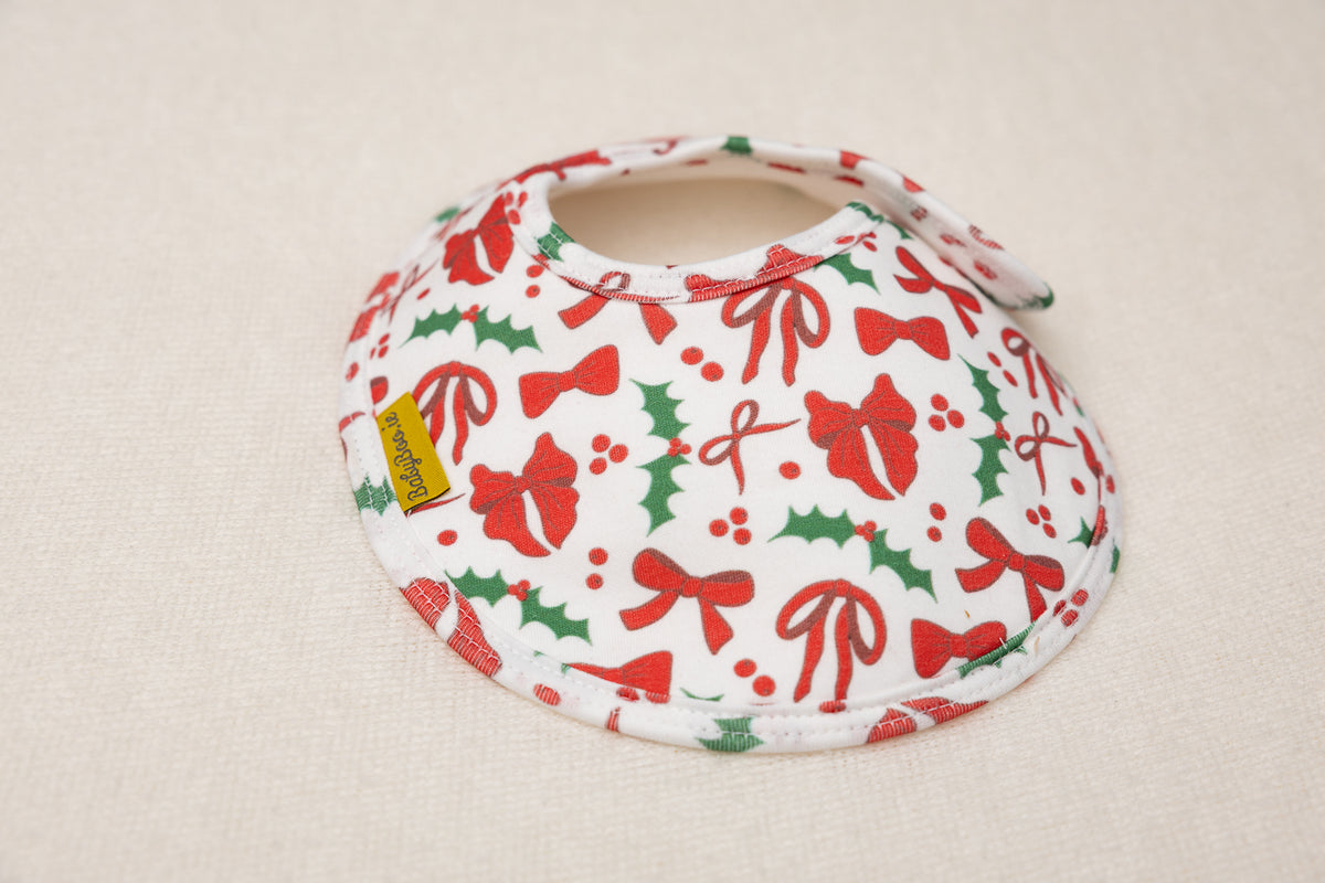 Christmas bows organic cotton LittleBoo baby bib