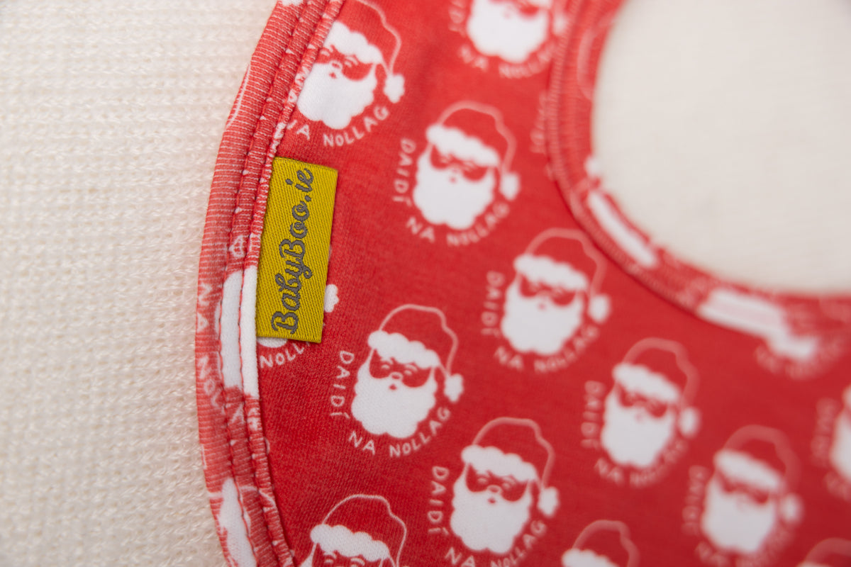 Red Santa organic cotton LittleBoo baby bib