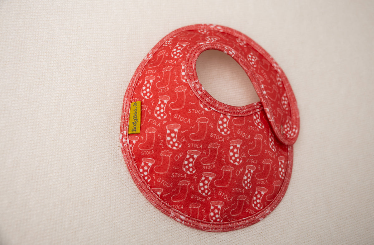 Red Stoca organic cotton LittleBoo baby bib