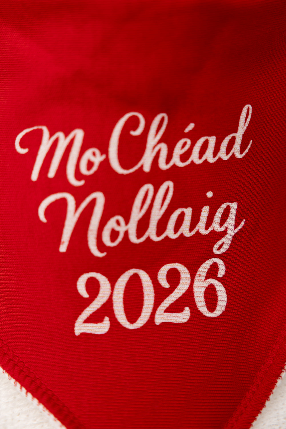 Red Chéad Nollaig 2026 organic cotton DribbleBoo bandana bib
