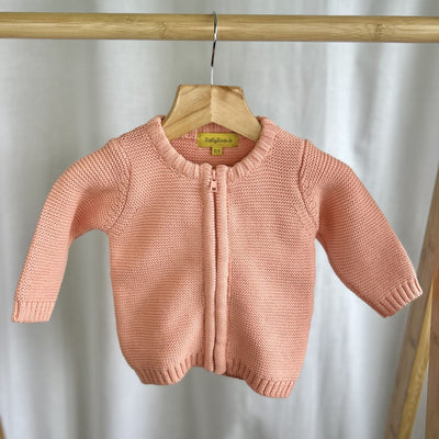 Coral organic cotton zipped cardigan