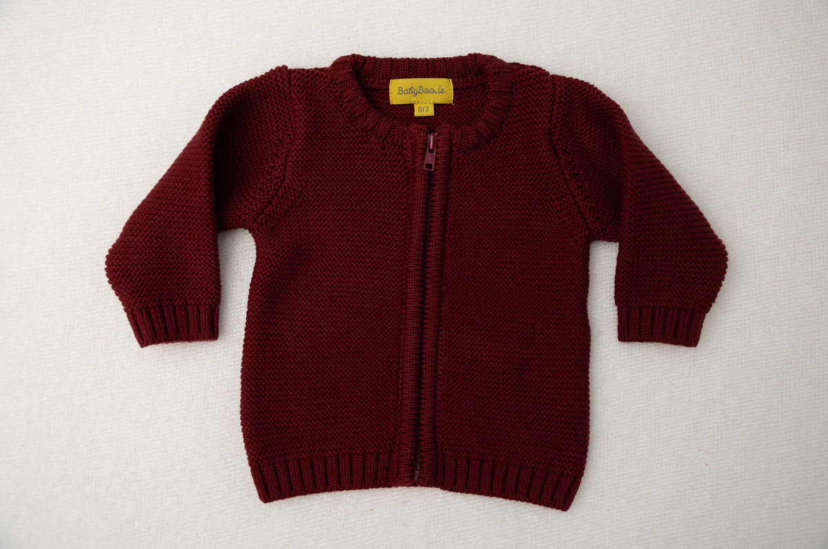 Berry organic cotton zipped cardigan
