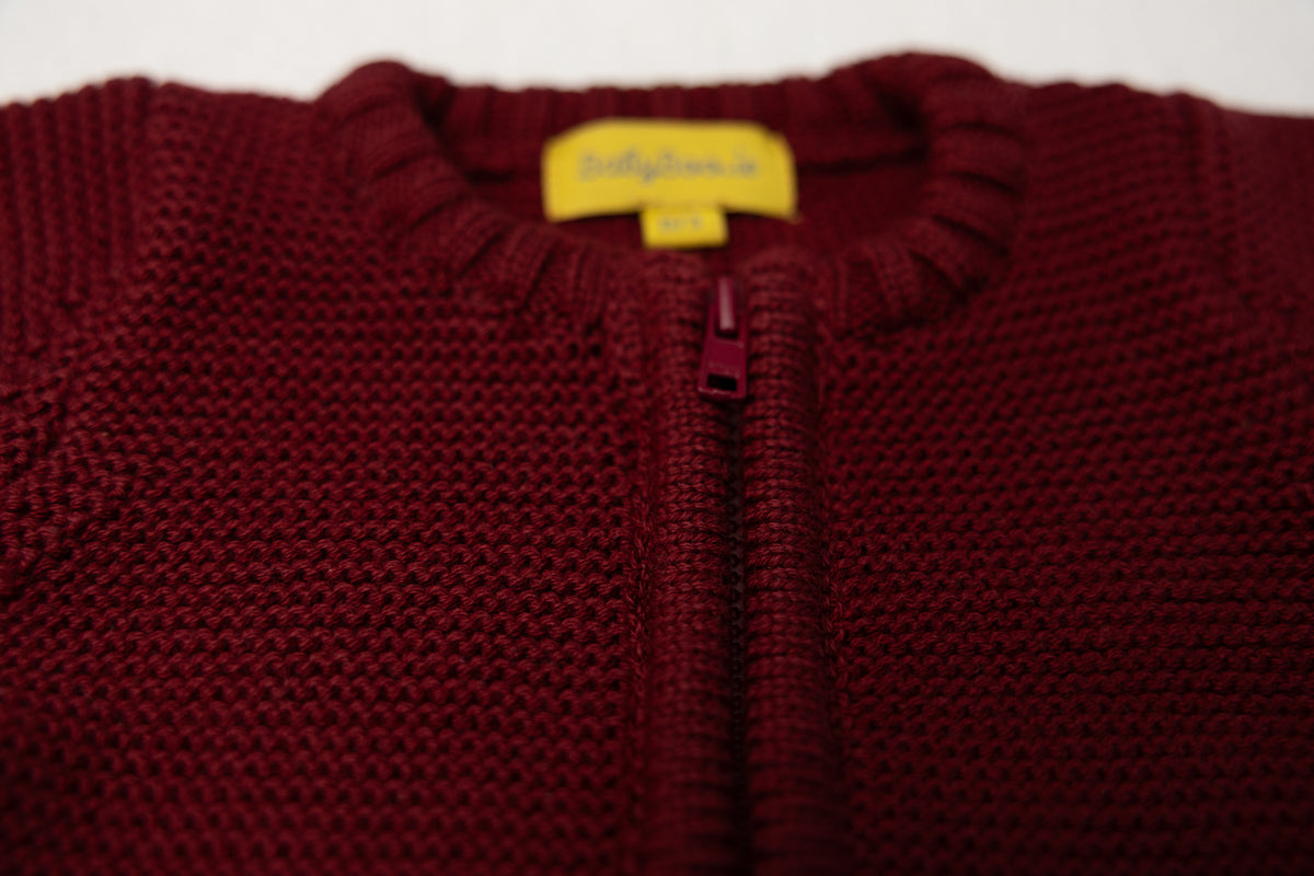 Berry organic cotton zipped cardigan