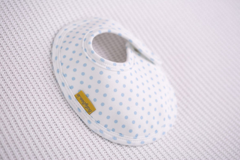 Blue polka organic cotton LittleBoo baby bib