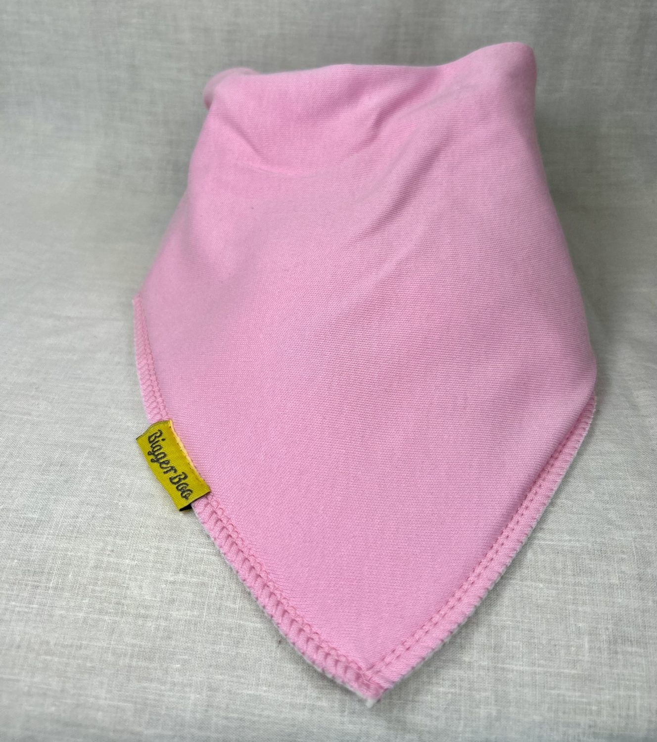 Plain pink organic cotton BiggerBoo bandana bib (age 3+)