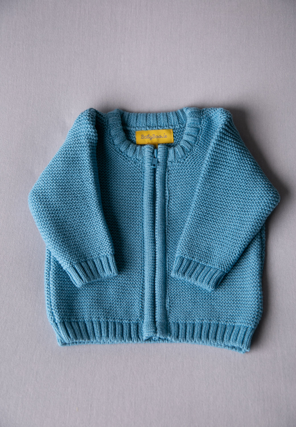 Teal organic cotton zipped cardigan