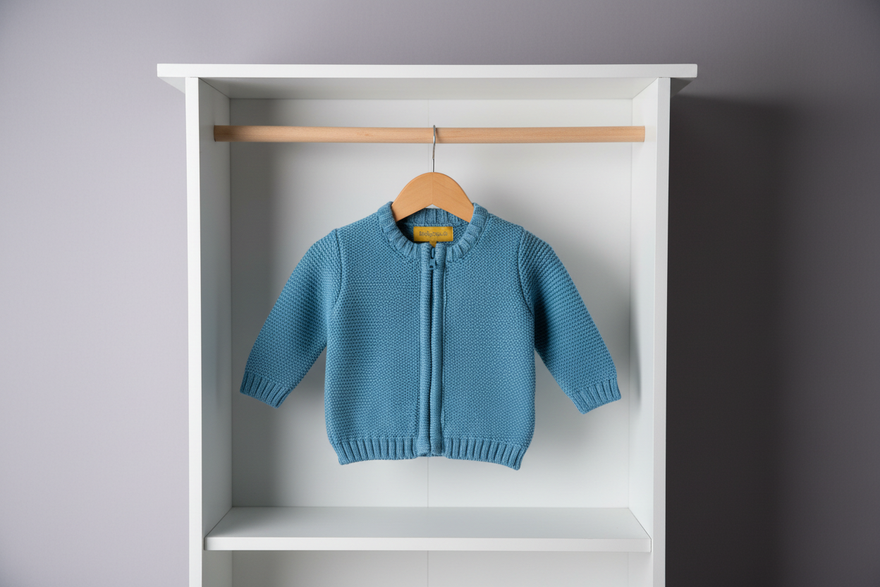 Teal organic cotton zipped cardigan