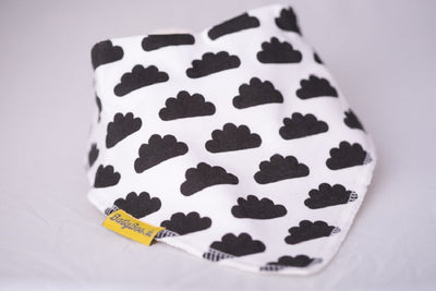 Monochrome up in the clouds organic cotton DribbleBoo bandana bib
