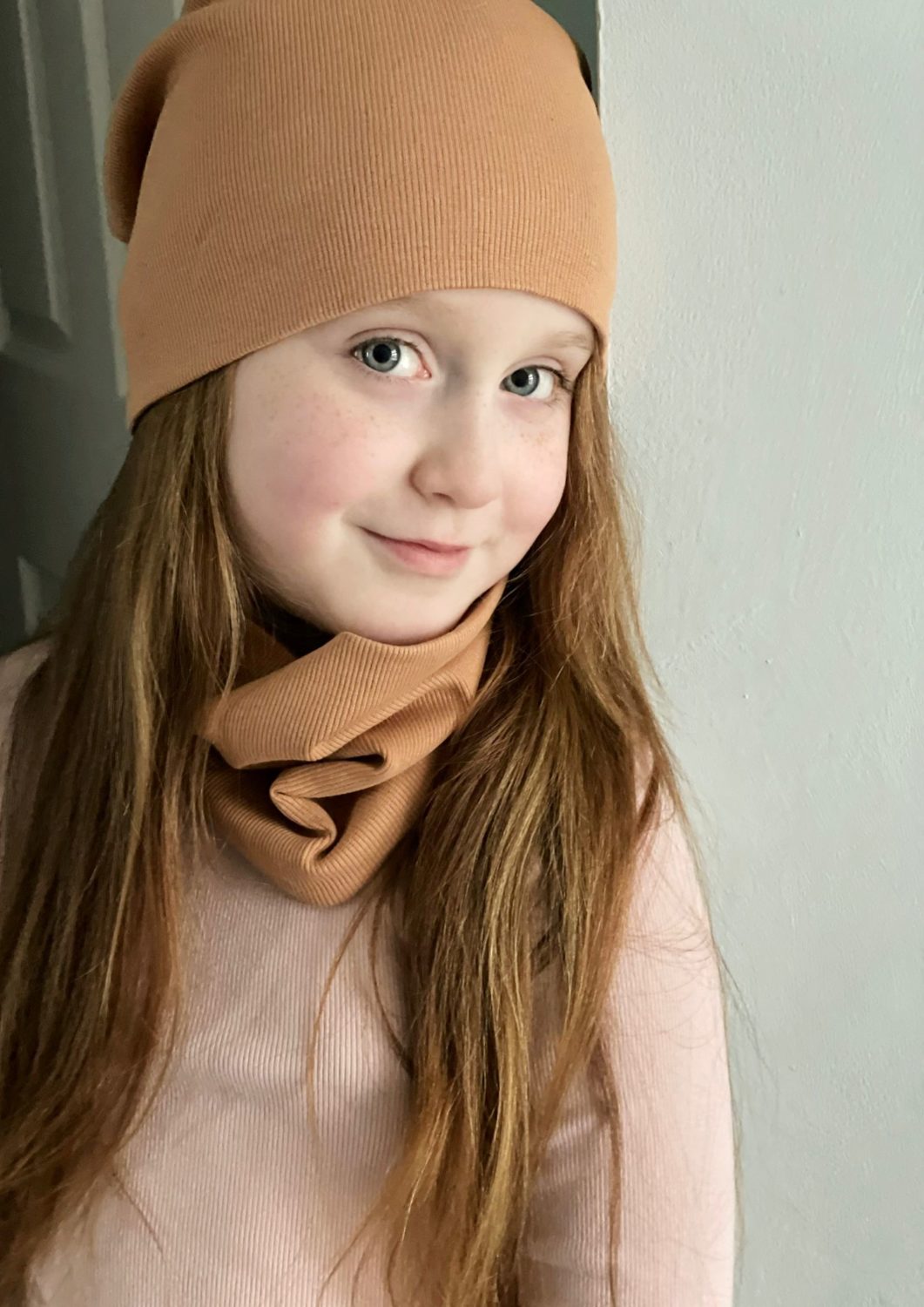 Caramel ribbed organic cotton BooLoop Scarf