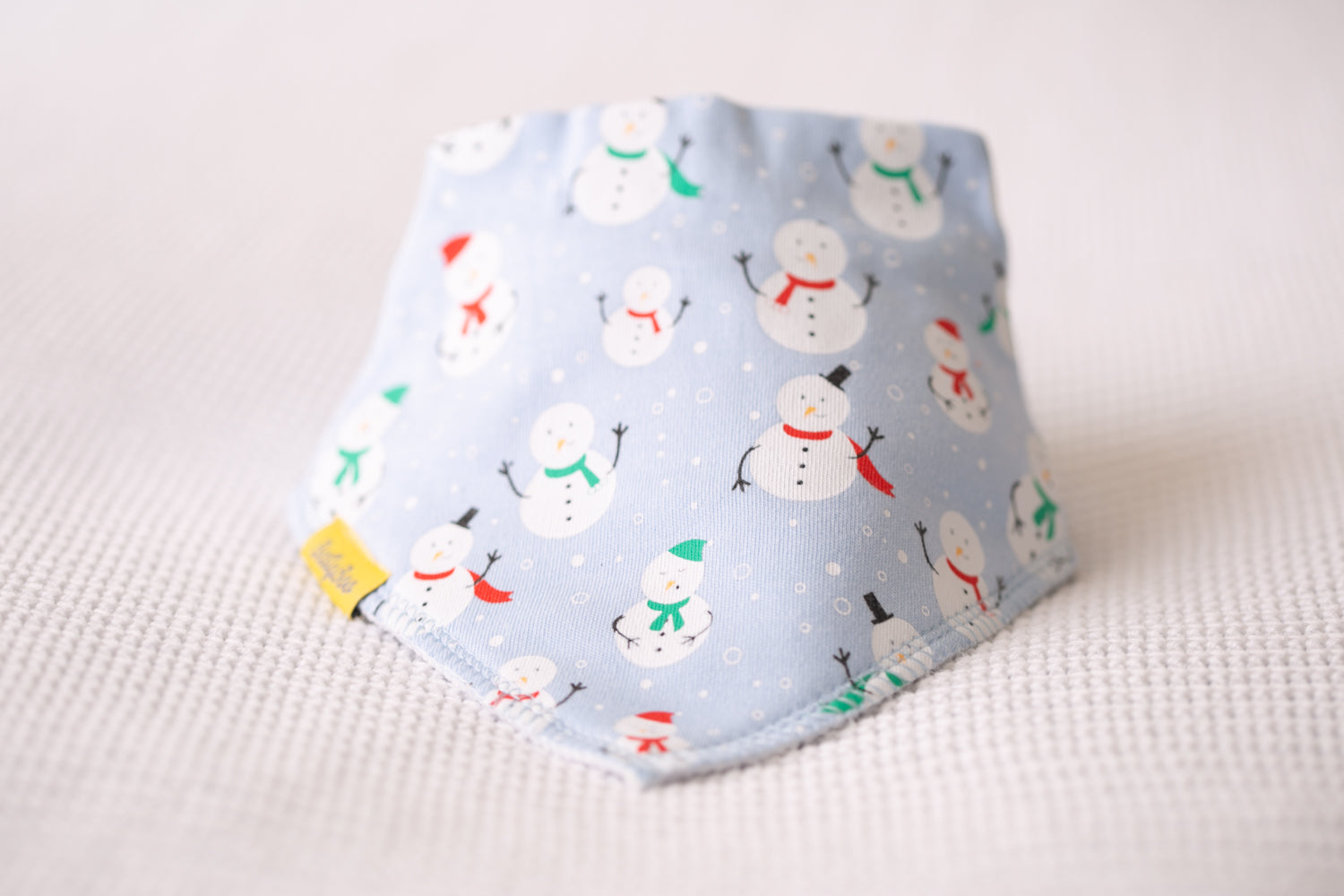 Baby blue Snowmen everywhere organic cotton bandana bib
