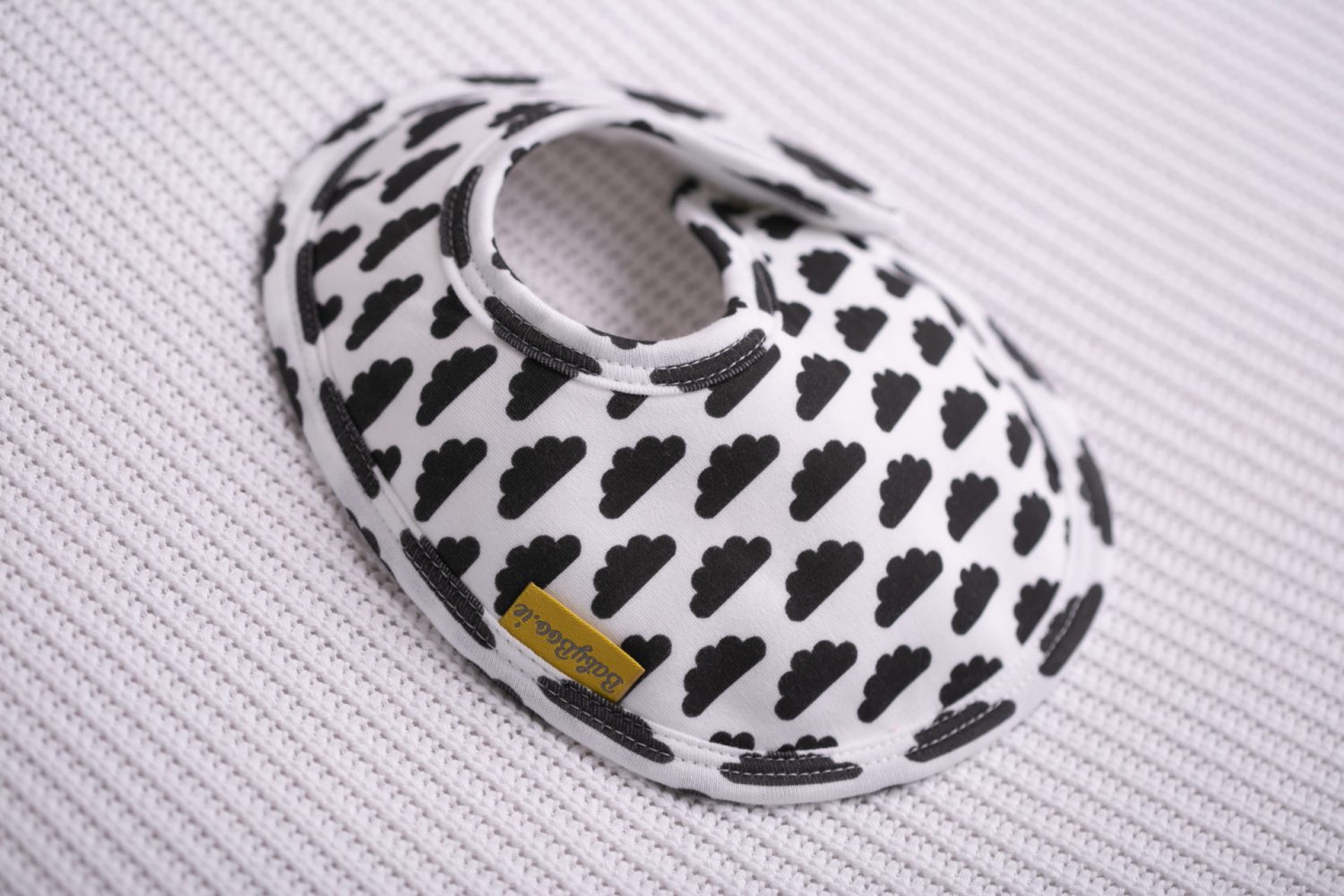 Monochrome clouds organic cotton LittleBoo baby bib