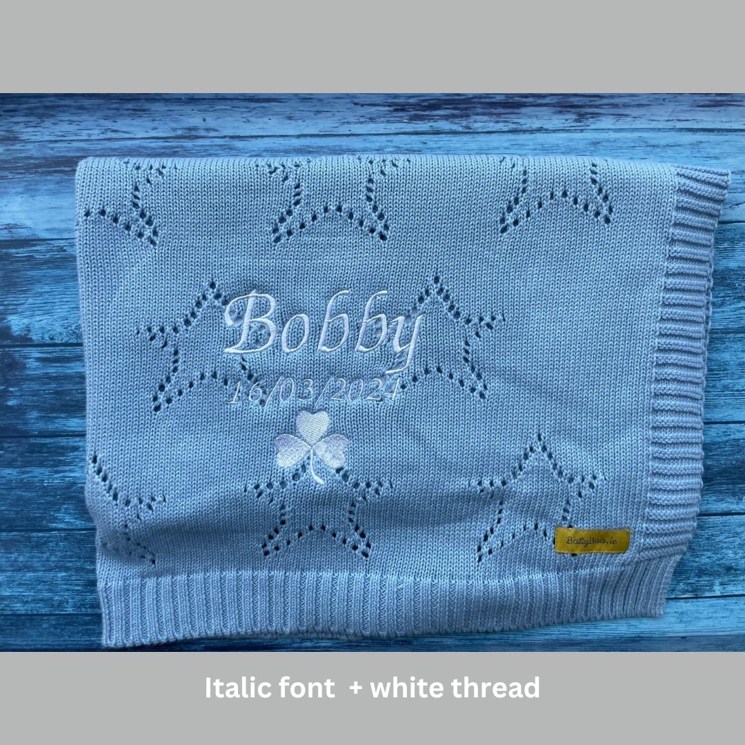 Baby Blue organic cotton star style BlankieBoo