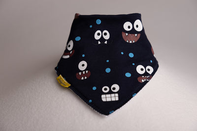 Boo monsters Navy organic cotton DribbleBoo bandana bib