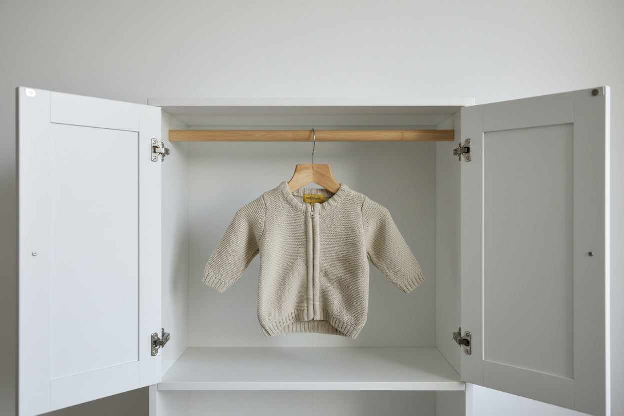 Ecru organic cotton zipped cardigan