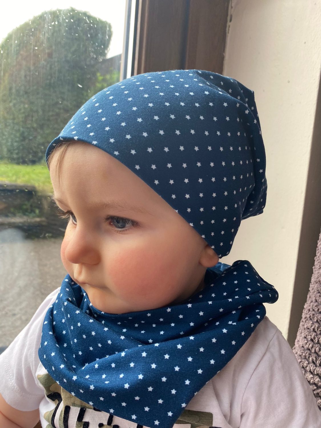 Tiny navy stars organic cotton BooLoop Scarf