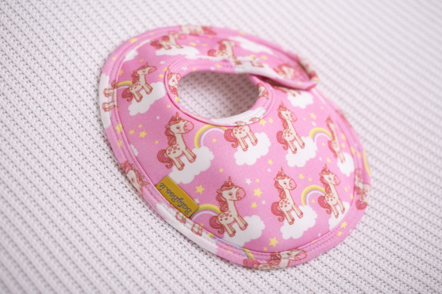 Pink unicorn organic cotton LittleBoo baby bib