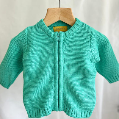 Cyan organic cotton zipped cardigan