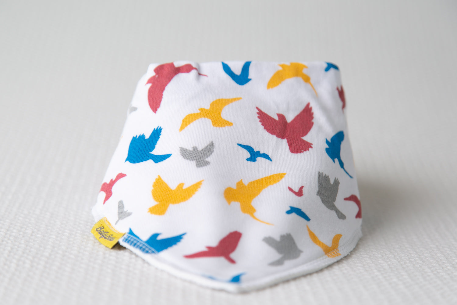 Colourful birds organic cotton DribbleBoo bandana bib
