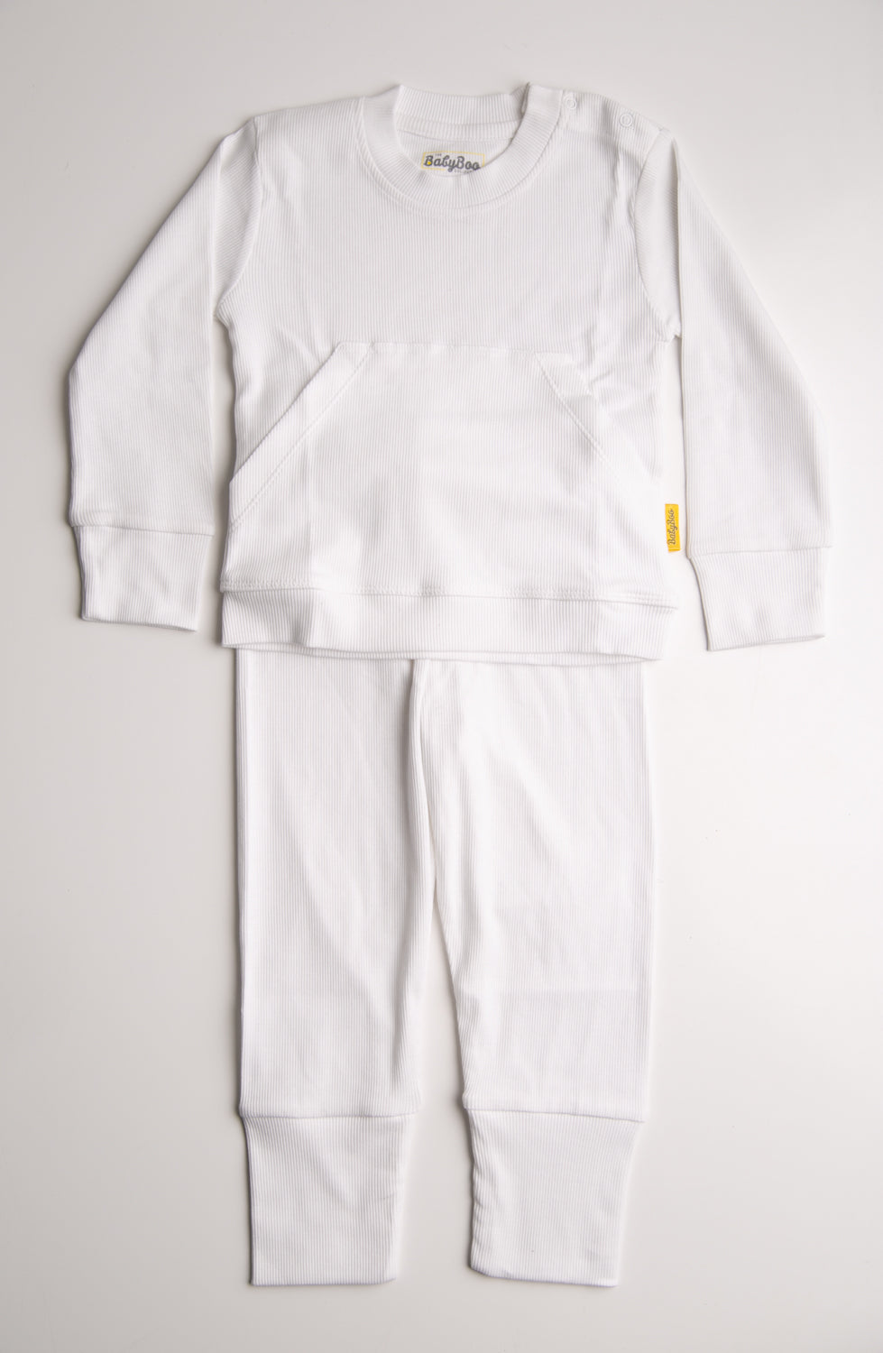 White ribbed organic cotton loungewear set